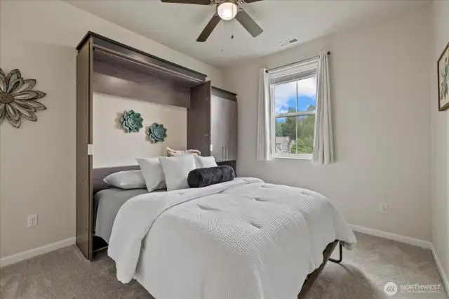 Guest Bedroom/Home Office has a full size closet and brand new carpet installed in May 2025