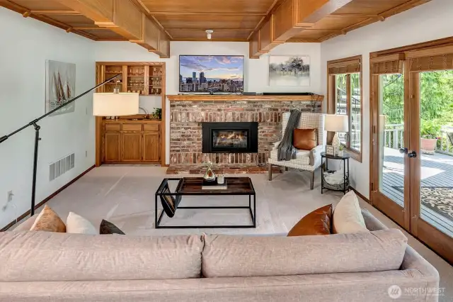 Cozy family room with gas fireplace inserts. Wet bar also!