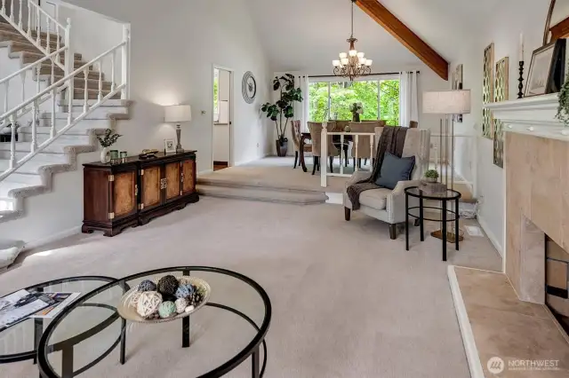 Living room and dining room