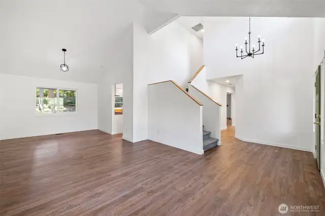 Entry, living room & dining room