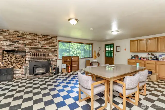 Upper level great dining room with porch entry from lift