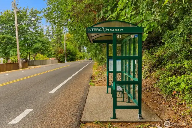 Bus line at corner of neighborhood