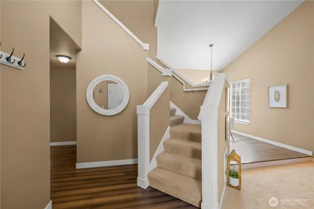 Grand entry with high ceilings.