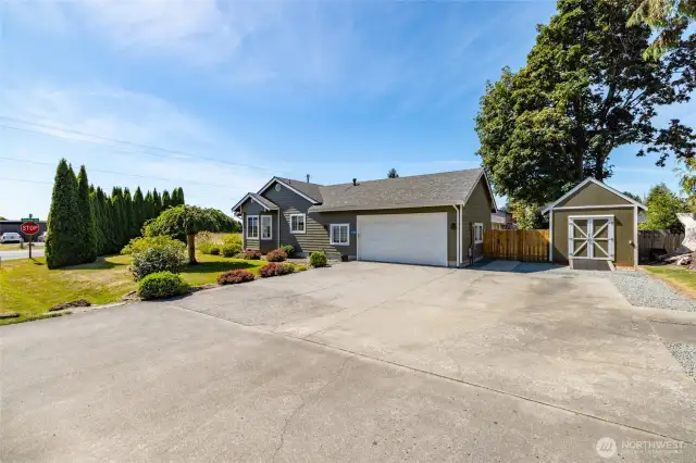 Tidy rambler on a large, sunny corner lot with southern exposure.  Nice shed offers lots of extra storage space.  Attached 2 car garage is finished and heated.  Plenty of parking for RV/boat/toys.
