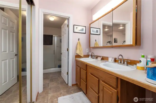 Private primary ensuite bathroom.  Double vanity.