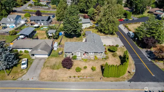 Over 1/4 acre on a corner lot with southern exposure.
