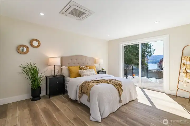 Wake up to views of the lake from the primary