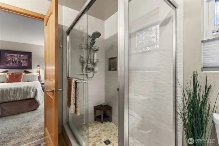 Remodeled shower is a HUGE upgrade from the original.