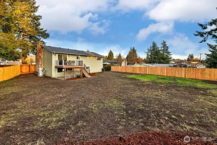 New lawn recently seeded. Fresh grass to come in just weeks!