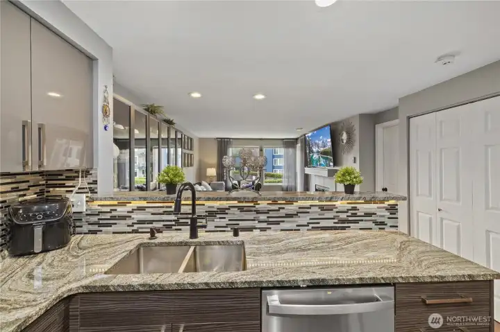 This angle shows the kitchen among the great room concept to cook, enjoy a meal and hang out with family and friends…