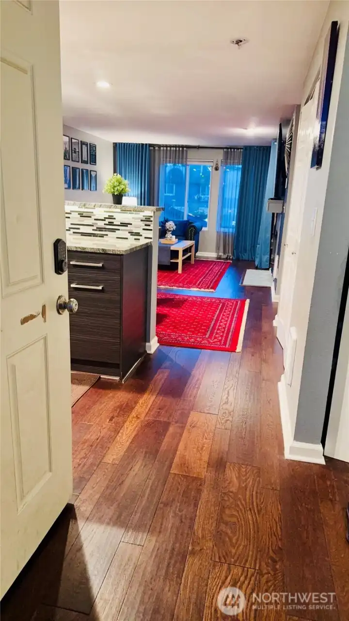 Charming hardwood floors in the entire condominium. No carpets.