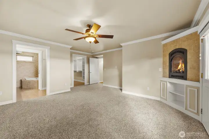 Primary bedroom with large walk in closet and beautiful ensuite bath.