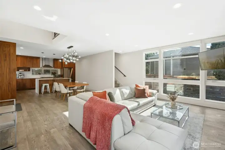 Great room with dining space