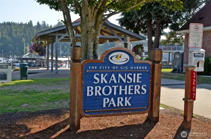 Skansie Park downtown Gig Harbor is the location for summer concerts, Farmers Market, Christmas Tree lighting and so much more.
