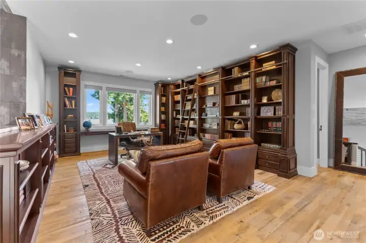 Library with custom cabinetry