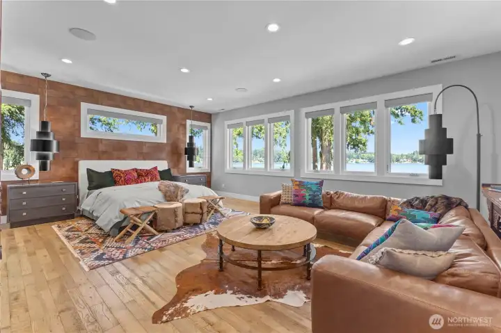 2nd level ensuite guest bedroom with lake & mountain views