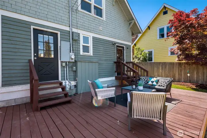 Sunny backyard deck. Sunny backyard deck.