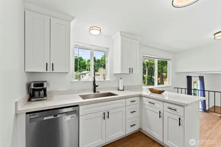 Stylish white shaker cabinets