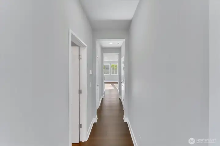 Lower hallway to den