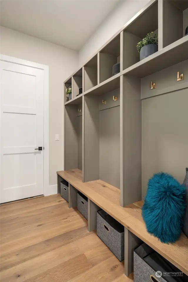 Mudroom storage entrance from Garage