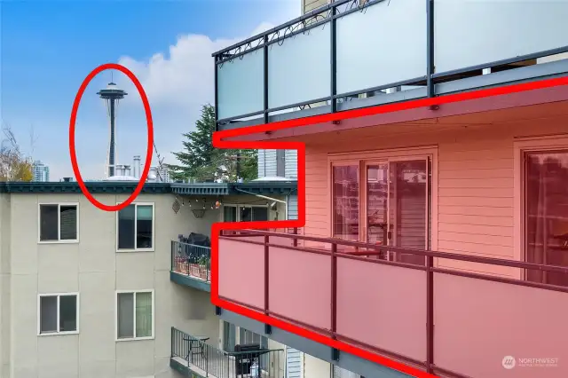 YOUR Private Balcony Deck shows off Our Seattle Space Needle