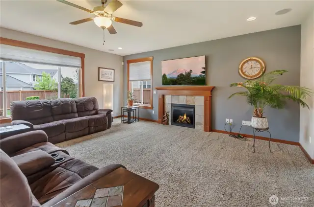 Large Great Room feel with this space connection to the kitchen and dining space.
