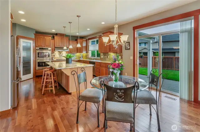 massive island seats 4 easily and since it's unencumbered it is a great work space and food prep area.