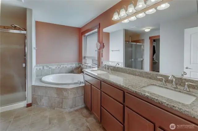 5-piece primary bath with walk-in closet and separate toilet closet.