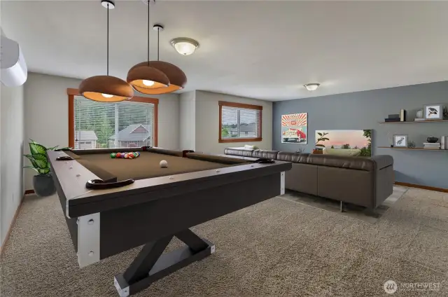 Virtual Staging demonstrates the potential of this flex space in the Bonus Room.
