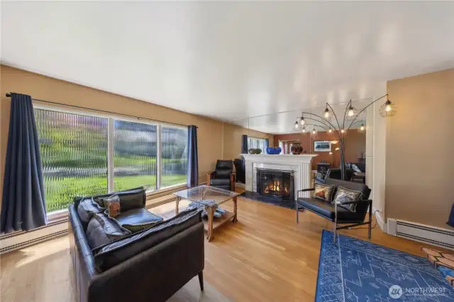 Living Room with Wood Fireplace