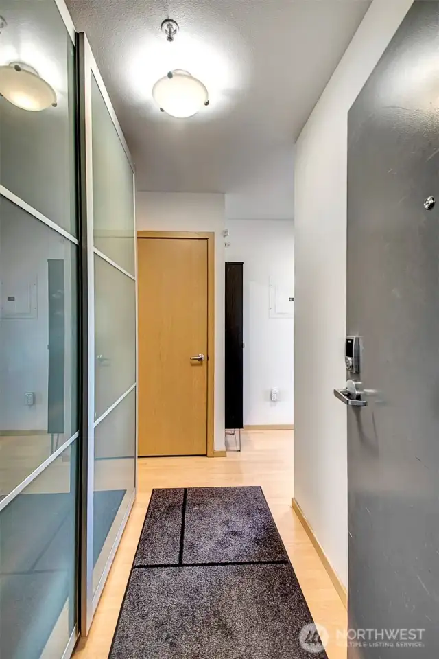 Upon entering, you walk into a wide spacious entryway with additional storage.