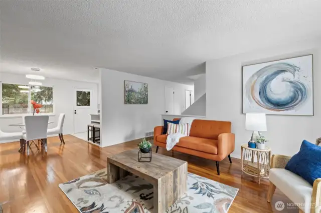 Main level living room & dining room