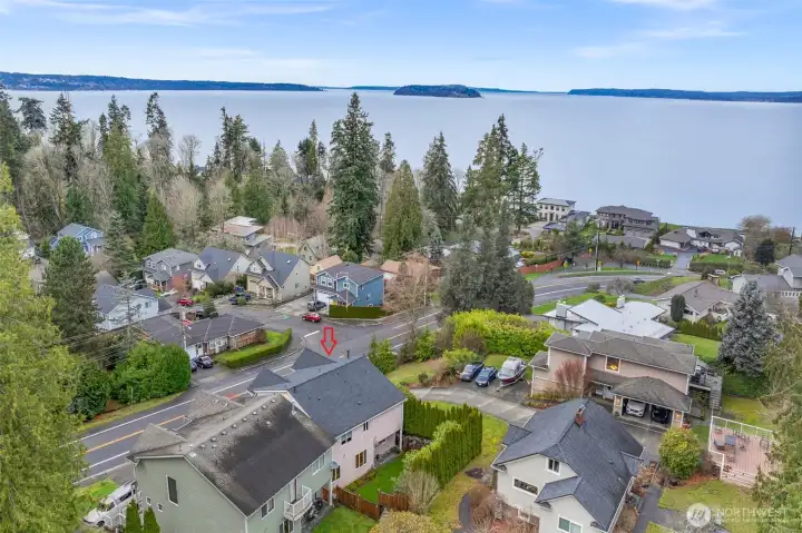 ARIAL VIEW W/RED ARROW FACING HOME