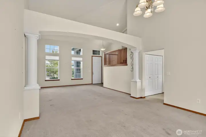Dining room opens to the kitchen and family room