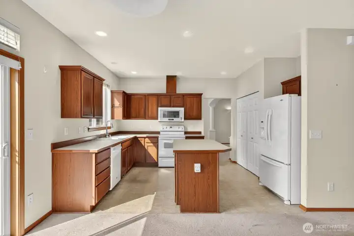 Spacious kitchen with island
