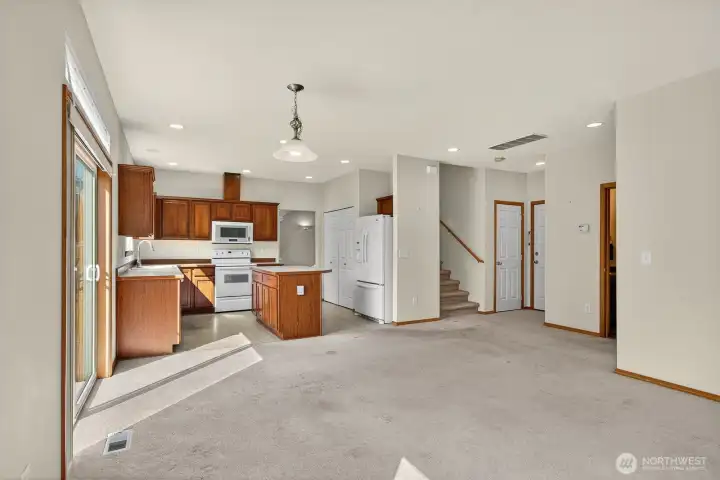 Family room connected to the kitchen