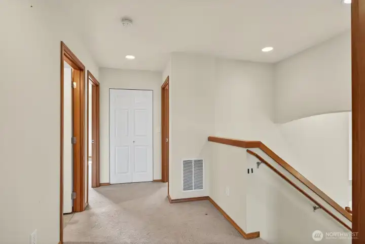 Upstairs landing with linen closet
