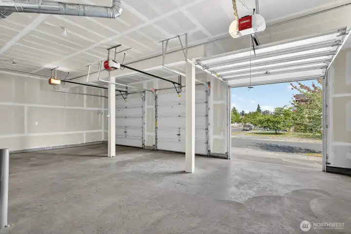 Ample storage in three car garage