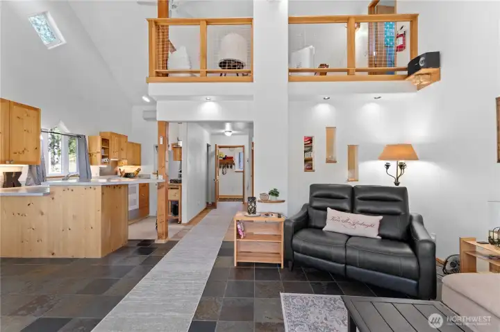 Living with second story nook above