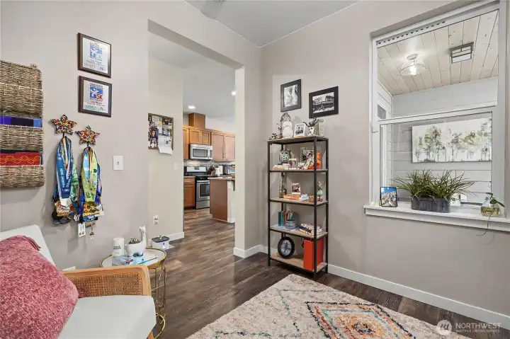 Den/office, looking back at the kitchen