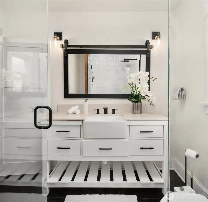 Refinished bathroom.