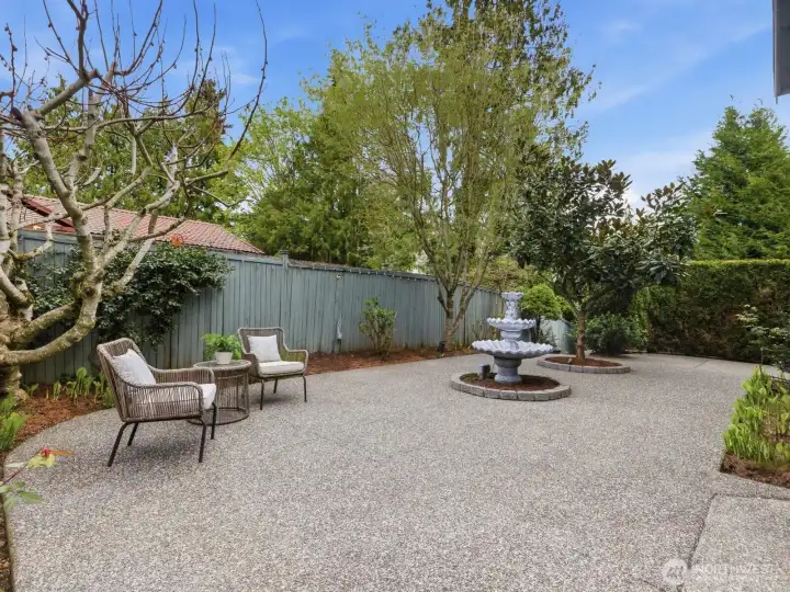 Lovely large patio area with large Fig tree