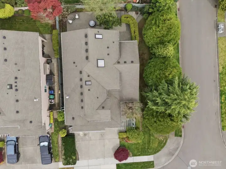 View from above of the large corner lot