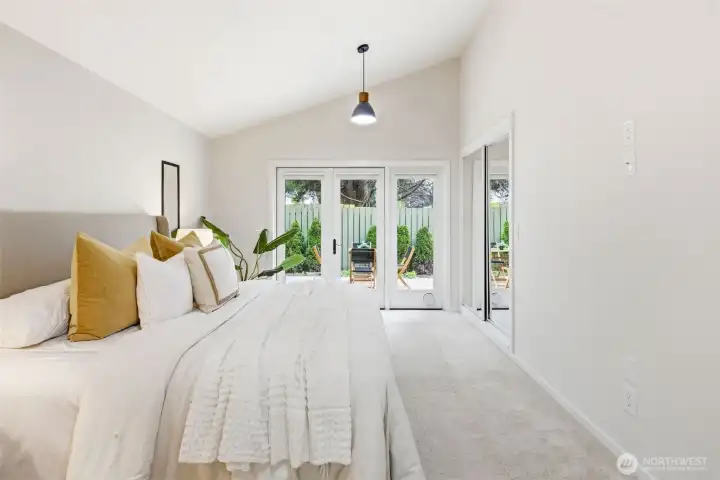 Vaulted Ceilings adorn the Primary Bedroom.