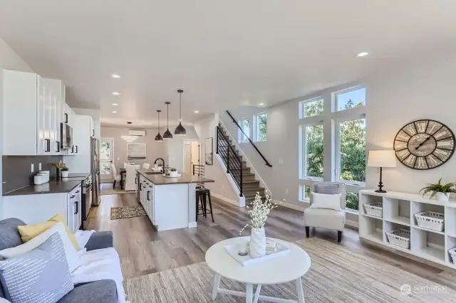 Living room open to Kitchen  (Unit C Staged Photo)