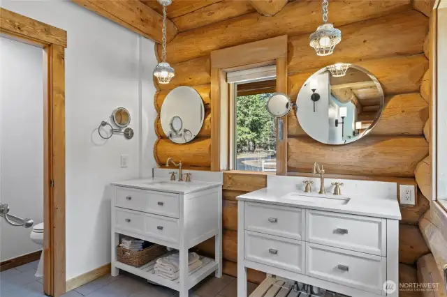 Double vanity in primary bathroom.