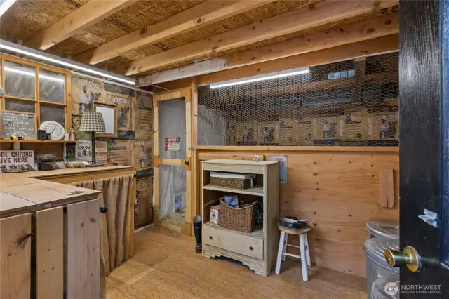 Inside the chicken coop, seriously the cutest chicken coop I have ever seen!