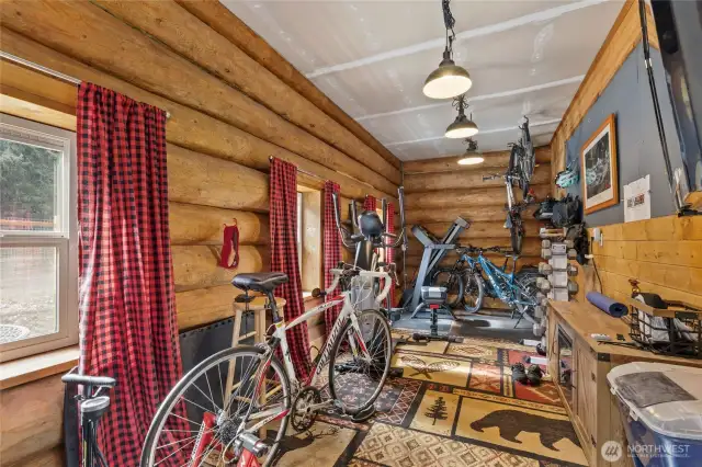 Workout room off the garage.