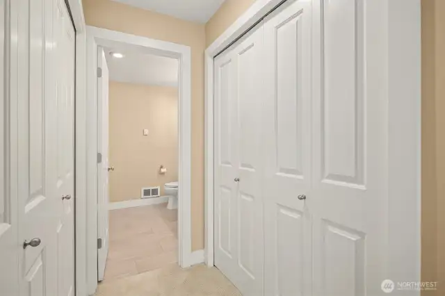 Twin closets in primary bedroom