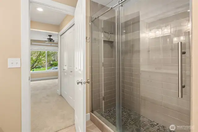 Large walk-in shower in primary bath